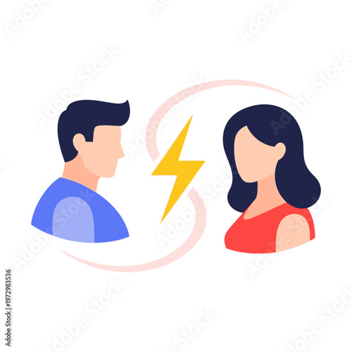 Couple conflict vector illustration, relationship argument, emotional stress, communication breakdown