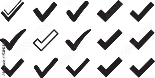 Black and white checkmark symbols on a clean background pattern