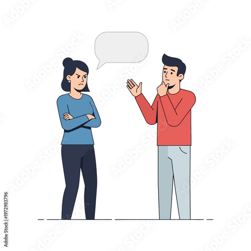 Couple arguing, disagreement, communication breakdown, relationship conflict, white background