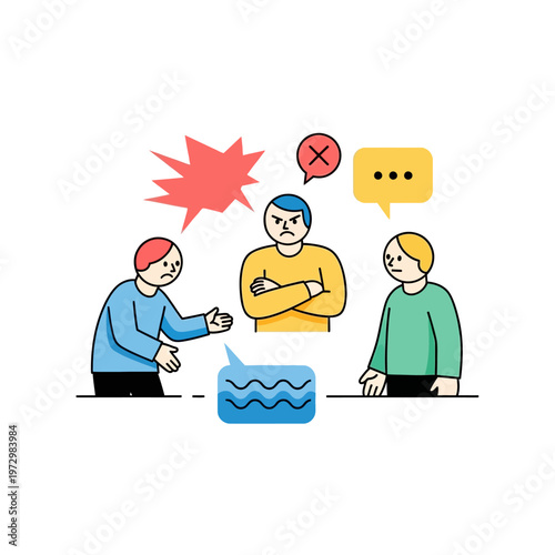 Disagreement between people, conflict, argument, communication breakdown, people arguing