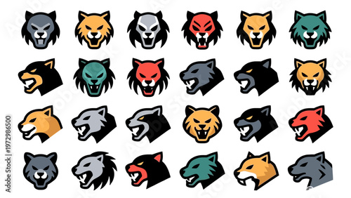 Collection of various animal head logos.