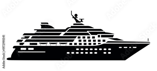 Print Cruise Ship Icon Ocean Travel Luxury Stock Vector