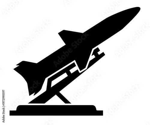 Print Missile gun or ballistic rocket with booster weapon vector