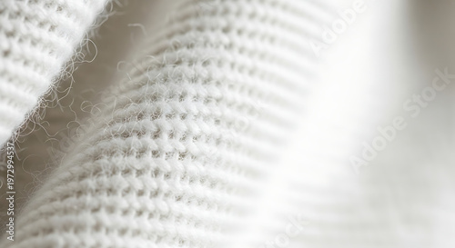 Close up of knitted white fabric