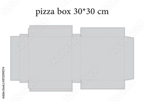 Pizza Box Packaging Dieline Template with Bleed and Crease for Print