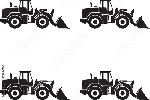 Wheel loaders. Heavy construction machine. Vector illustration
