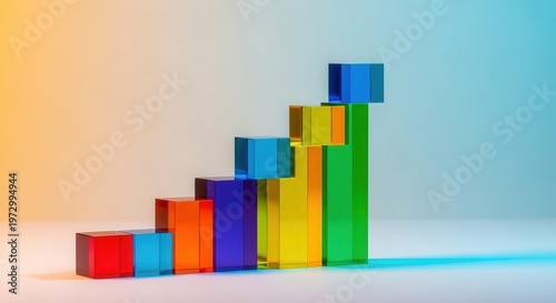 Colorful Bar Graph Showing Upward Growth and Business Progress