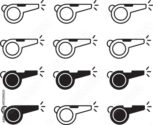 Whistle icon set. Vector graphic illustration. Suitable for website design, logo, app, template, and ui.