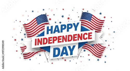 Festive fourth of july celebration with american flags and confetti