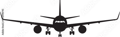 Airplane front view icon. Clipart image isolated on white background