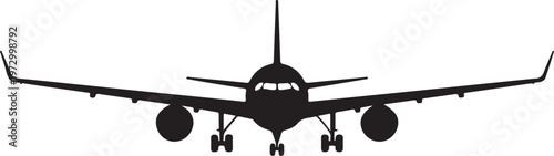 Airplane front view icon. Clipart image isolated on white background