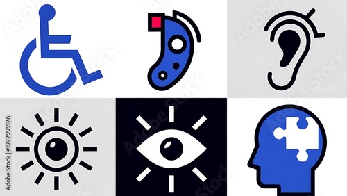 Accessibility and Inclusion Icons - Representing Diverse Disabilities and Needs.