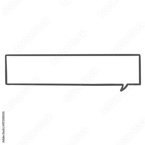 シンプルな手描きの四角い吹き出し（Simple hand-drawn monochrome rectangle speech bubble）