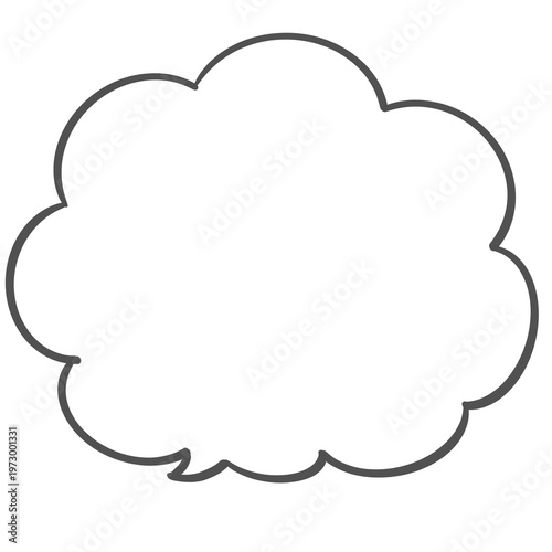シンプルな手描きのもくもくの吹き出し（Simple hand-drawn monochrome cloud speech bubble）