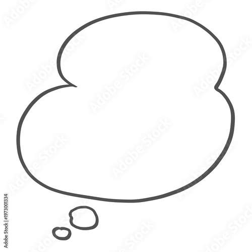 シンプルな手描きのもくもくの吹き出し（Simple hand-drawn monochrome cloud speech bubble）