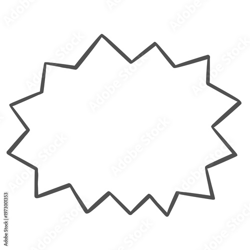 シンプルな手描きのギザギザの吹き出し（Simple hand-drawn monochrome burst speech bubble）