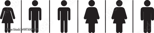Black silhouettes of men and women on for bathroom signs