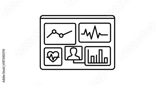 Healthcare dashboard with vital signs, patient data, and analytics