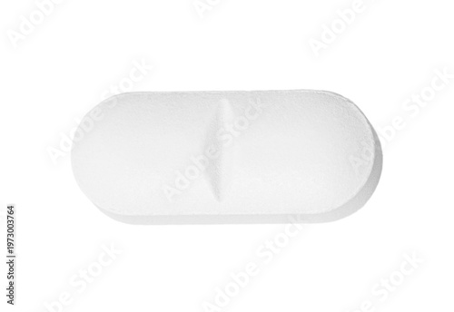 Studio shot of a white pill isolated on white background