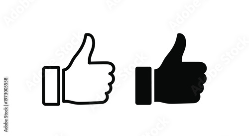 Modern vector illustration of two thumbs up gesture icons for excellent digital communication.