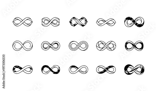 Infinity icon set endless loop symbols flat vector illustration