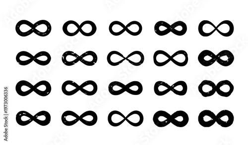 Creative infinity symbols endless loop icon set vector illustration