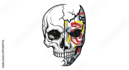 Split Skull with Graffiti Face