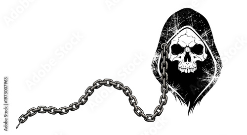 Grim Reaper Skull with Chain