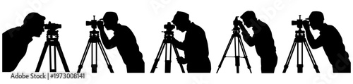 Survey Equipment Vector Icons, Surveyor Vector Set, Surveyor Silhouette