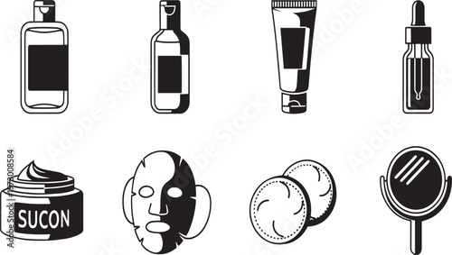 Hand-drawn Skincare and Organic Beauty Icon Set
