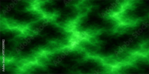 Abstract dynamic electric green energy flowing through the mysterious darkness, evokes feelings of power and the unknown, representing concepts of electricity, plasma and innovation.