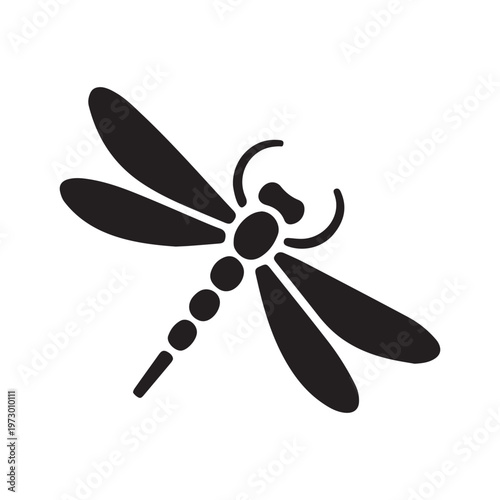 Solid glyph icon of a dragonfly
