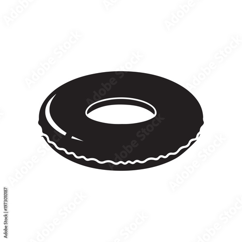 Round Pool Ring Floater Silhouette Vector Illustration
