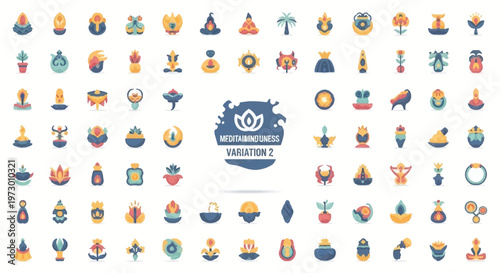 Mindfulness Icons Collection: Yoga, Meditation, Zen, Nature, and Wellness Symbols