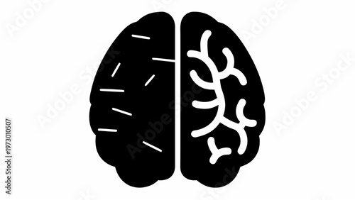 Split brain illustration logical vs creative thinking concept