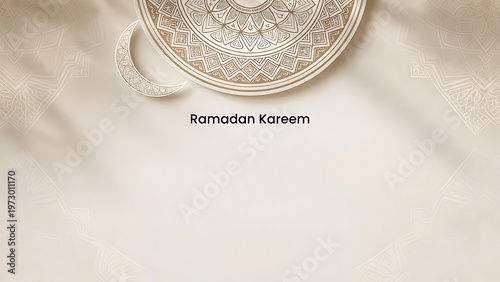 Ramadan Kareem greeting with elegant cup and shadow overlay.
