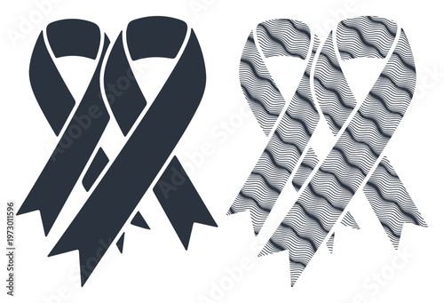 Symbol of support and remembrance, two awareness ribbons side by side