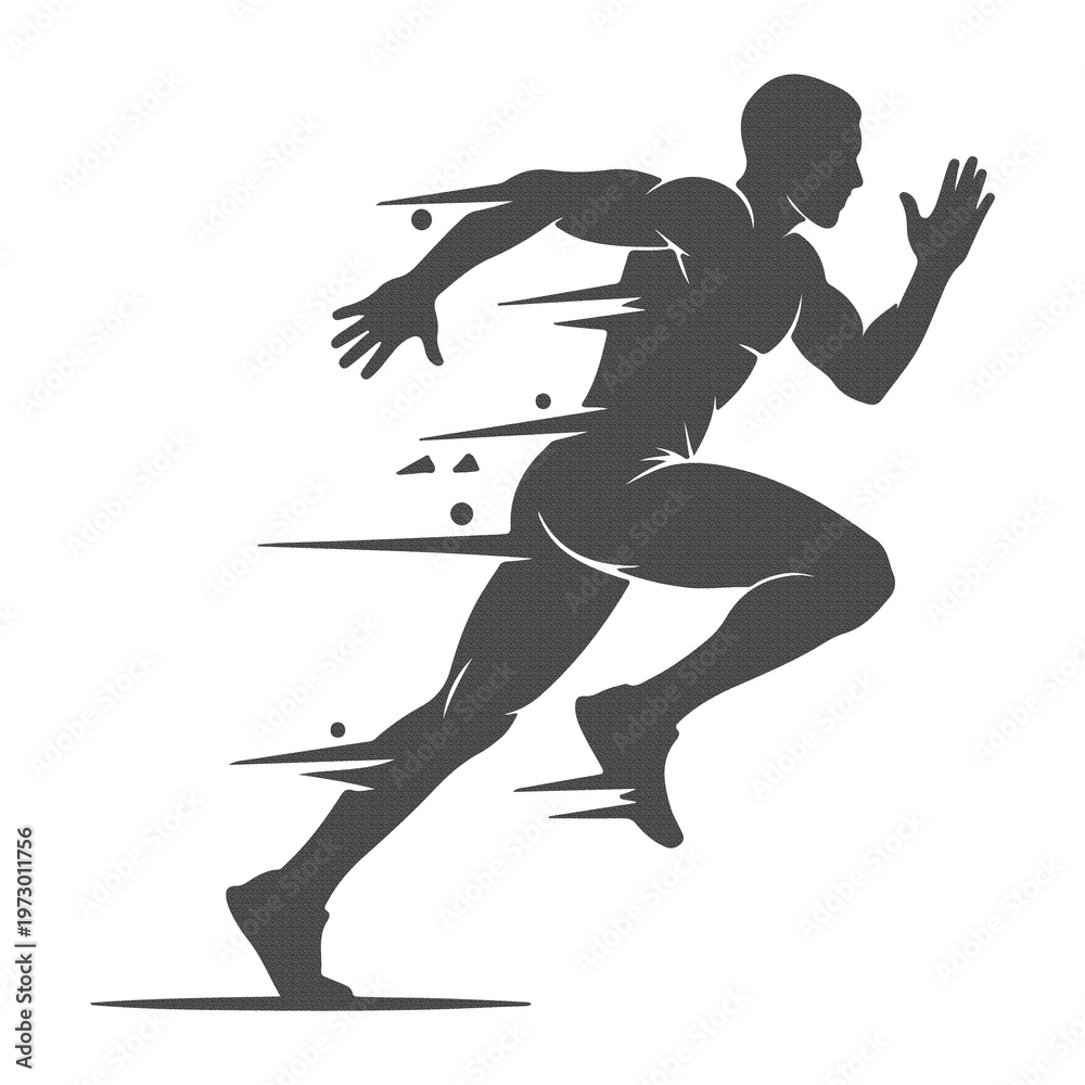 Fototapeta premium Running Athlete Icon Sport Fitness Speed Movement Activity Symbol Minimal Solid Design Isolated Png Transparent Background