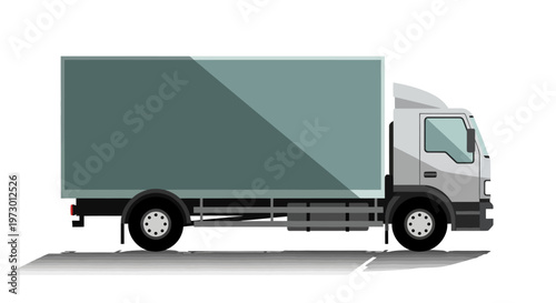 Flat vector illustration of an isolated delivery truck on white background.