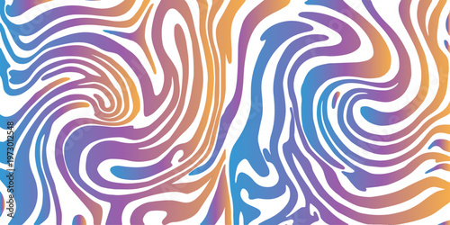 Abstract colorful vector background featuring a seamless psychedelic swirl pattern with purple and orange floral waves and green striped zebra textures for a vibrant decorative wallpaper design