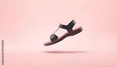 Artistic conceptual sandals floating in minimal space, clean modern design, no logo, no text, soft pastel background, creative lighting, high-detail