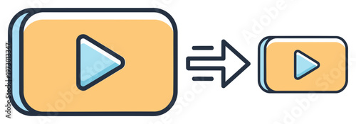 Video resize icon media scaling play button transformation clean vector design