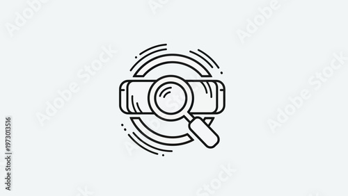 Simple graphic of a magnifying glass inspecting a cylindrical object