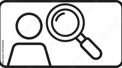 Icon of a person outline and a magnifying glass