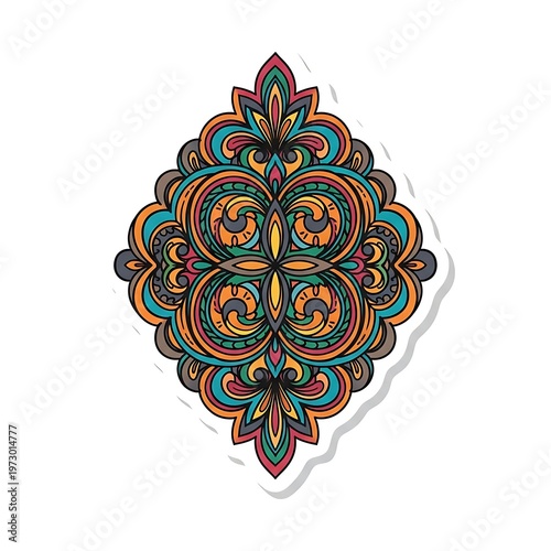 Vibrant Ornamental Design - A Kaleidoscope of Colors and Intricate Patterns.