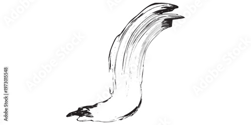 Elegant Brush Stroke Depicting a Swans Graceful Neck and Head.