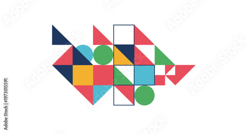 Colorful geometric shapes in mosaic.