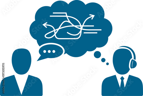 Business consulting silhouettes solving complex strategic challenges