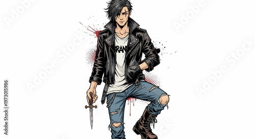 Punk Rock Man with Knife
