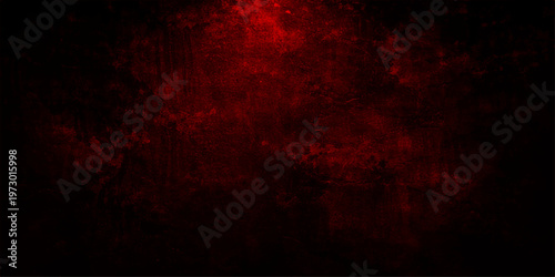 Abstract red grunge background with a dark textured wall pattern featuring vintage dirty paper effects and hot orange fire smoke for a dramatic flame design backdrop